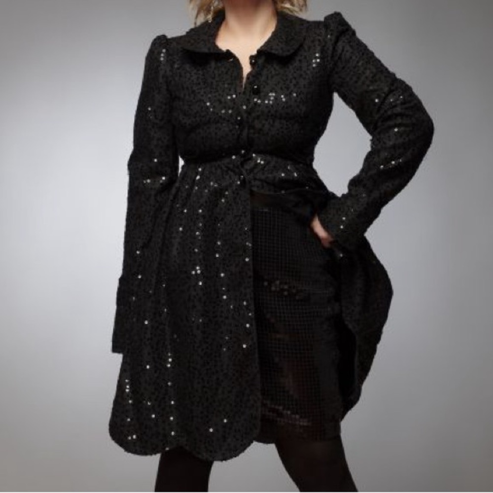 Vintage Betsey Johnson Glam Rock Sequin Whimsigoth Jacket Punk Goth Pinup Size 4